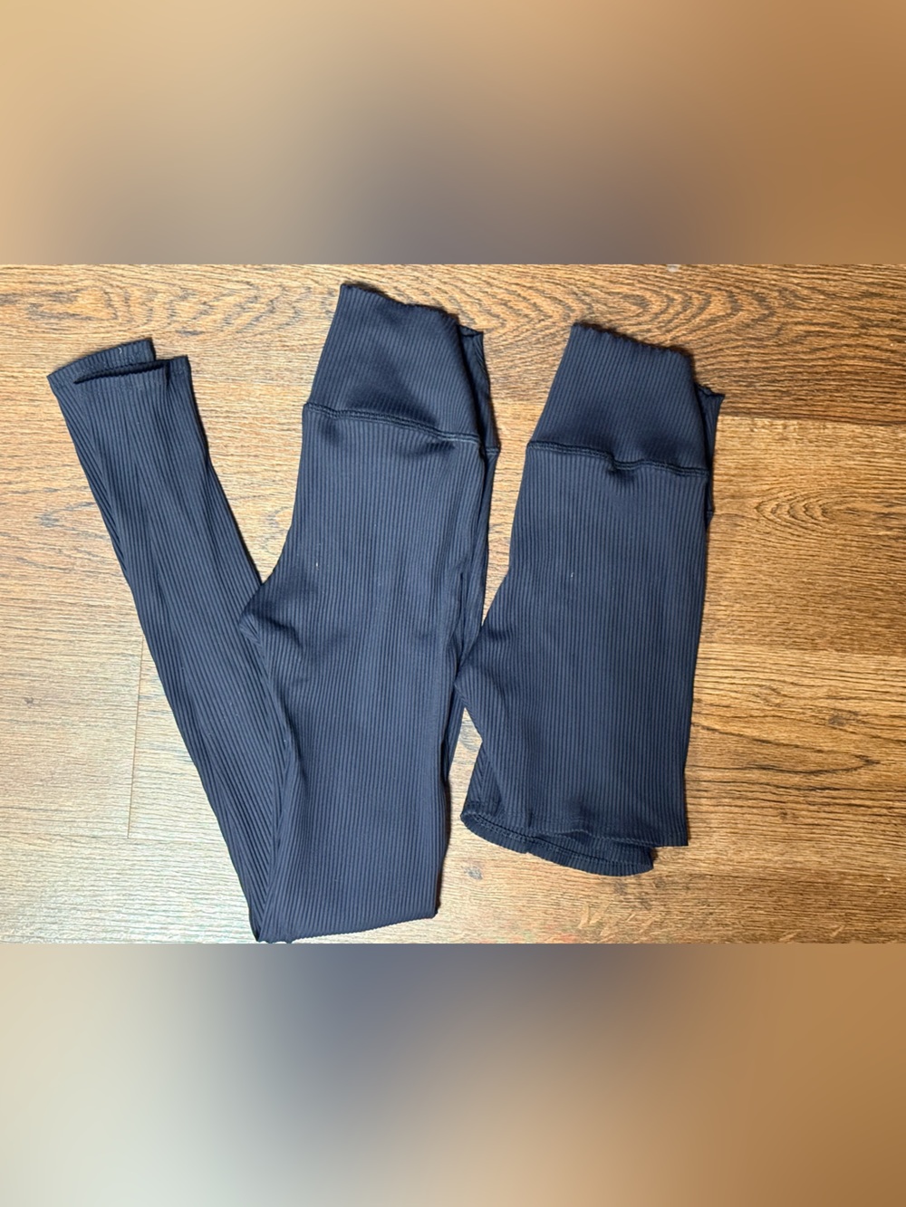 Black Ribbed High-Waist Leggings - Women's Comfortable Stretch